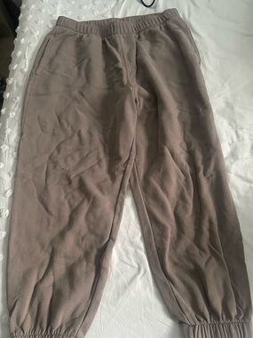 Hollister Neutral Taupe Fleece-Lined Jogger Pants size large length short